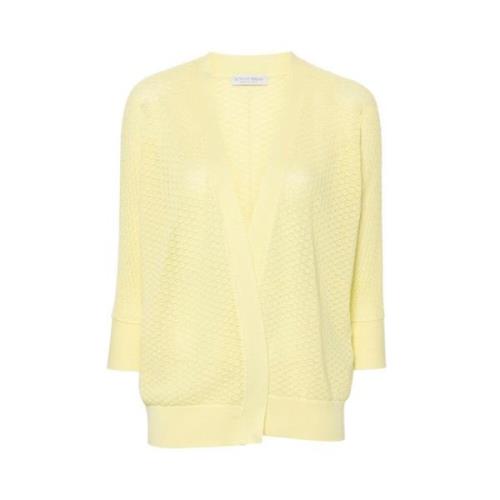 Le Tricot Perugia Gul Bomullstickad Kofta Yellow, Dam