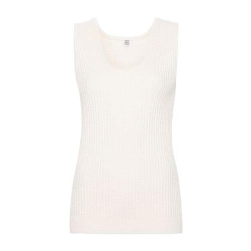 TotêMe Texturerad Tank Top Beige, Dam