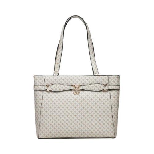 Guess Vit Shopper Väska med Ikoniska Detaljer White, Dam