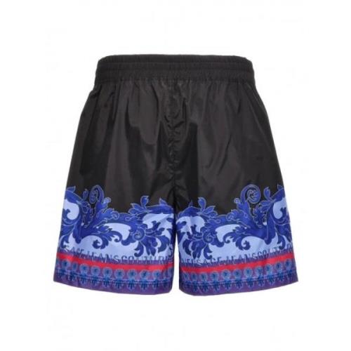 Versace Tryckt Elastisk Midja Regular Fit Shorts Multicolor, Herr