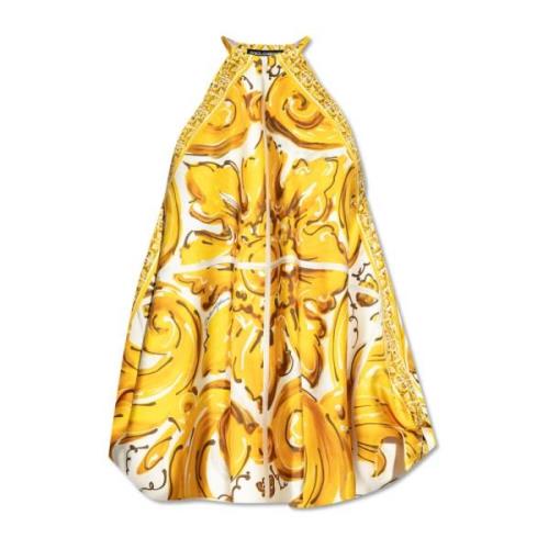 Dolce & Gabbana Topp med 'Majolika'-tryck Yellow, Dam