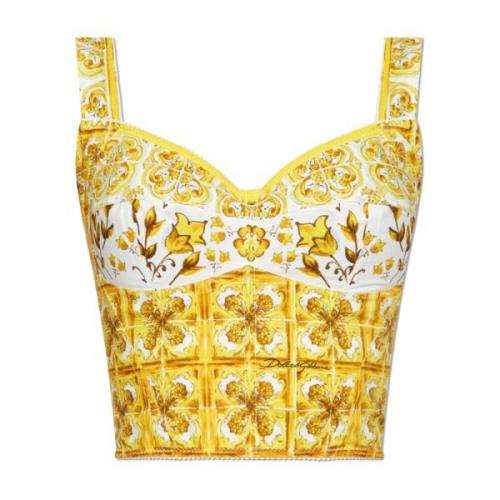 Dolce & Gabbana Topp med 'Majolika'-tryck Yellow, Dam