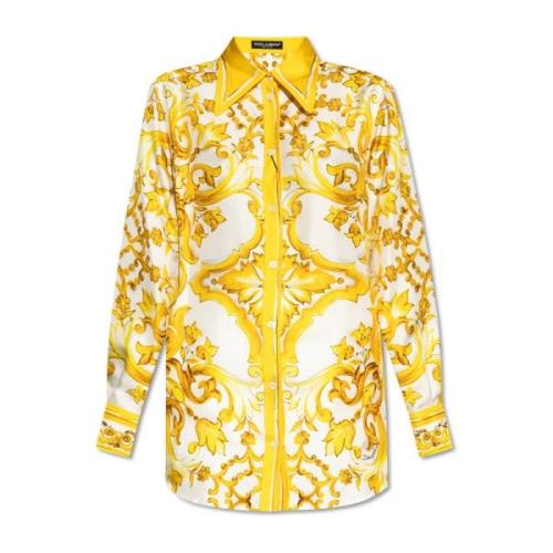 Dolce & Gabbana Skjorta med 'Majolica' tryck Yellow, Dam