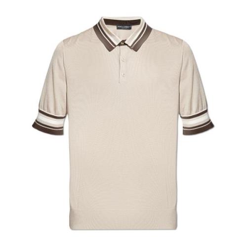 Dolce & Gabbana Polo med broderat logotyp Beige, Herr