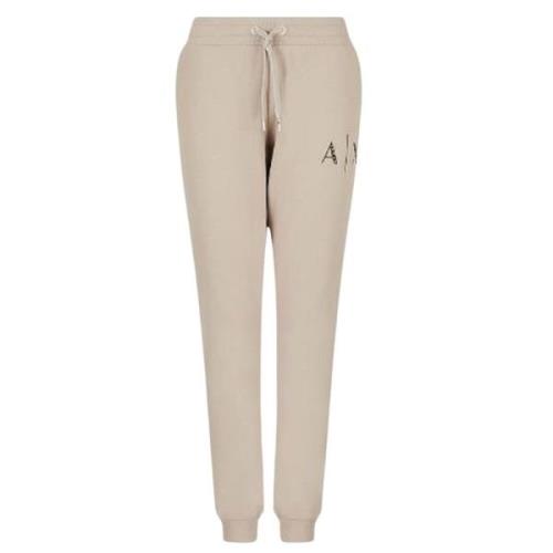 Armani Exchange Sportiga Bomulls Sweatpants Elastisk Midja Logo Beige,...