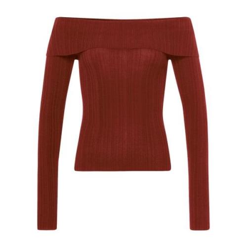 IVY OAK Slim Långärmad Stickad Topp Red, Dam