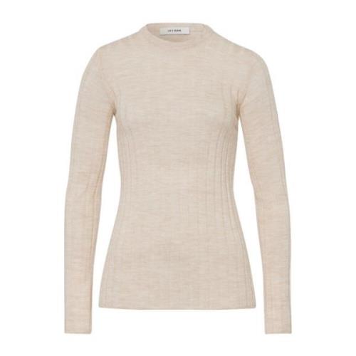 IVY OAK Mjuk Merino Rib Pullover Top Beige, Dam