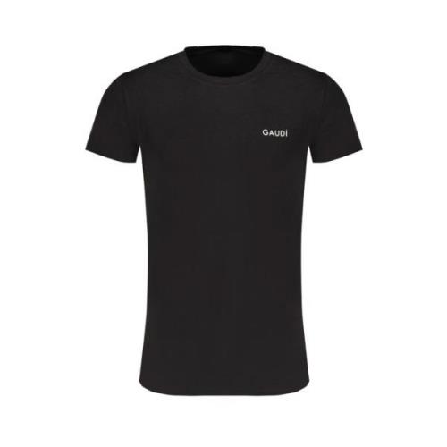 Gaudi Svart T-shirt med tryck Black, Herr
