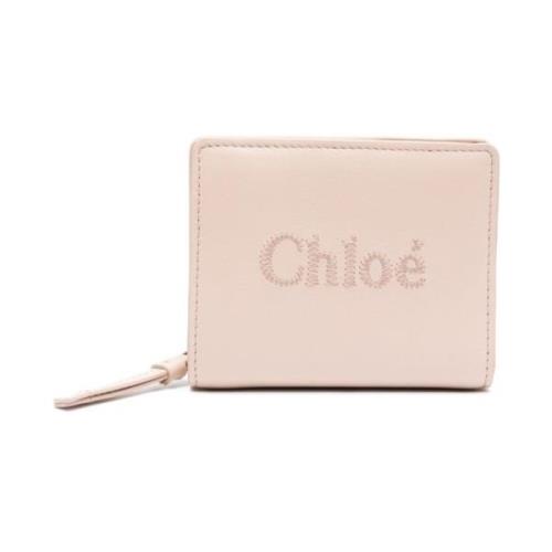 Chloé Rosa Broderad Logga Plånbok Pink, Dam