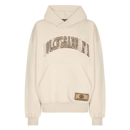 Dolce & Gabbana Beige Sweaters med Logo Broderi Beige, Herr