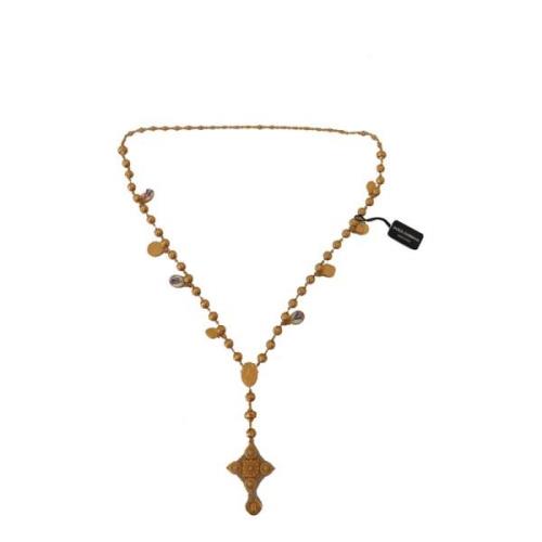 Dolce & Gabbana Halsband med religiöst kors Yellow, Dam