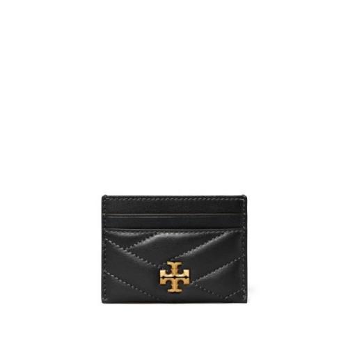 Tory Burch Vadderad Läderplånbok med Guldlogotyp Black, Dam