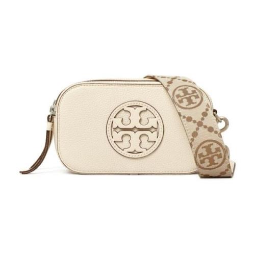 Tory Burch Ivory Läder Axelväska Dubbel Dragkedja White, Dam