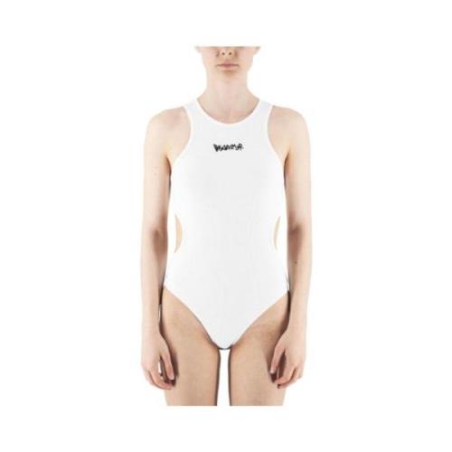 Disclaimer Räfflad Broderad Bodysuit White, Dam