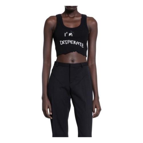 Ssheena Svart Ribbad Jersey Ärmlös Crop Top Black, Dam