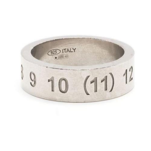 Maison Margiela Graverade Nummer Logo Silverring Gray, Herr