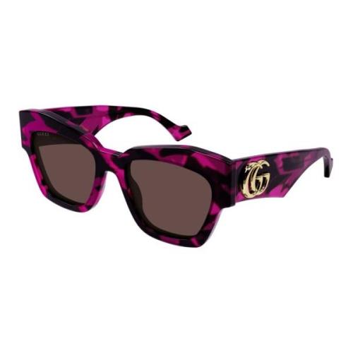 Gucci Rosa Havana/Brun Solglasögon Multicolor, Dam