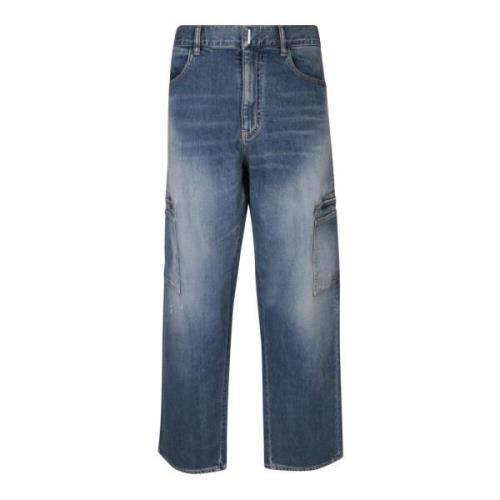 Givenchy Blå Cargo Stil Bomulls Jeans Blue, Herr