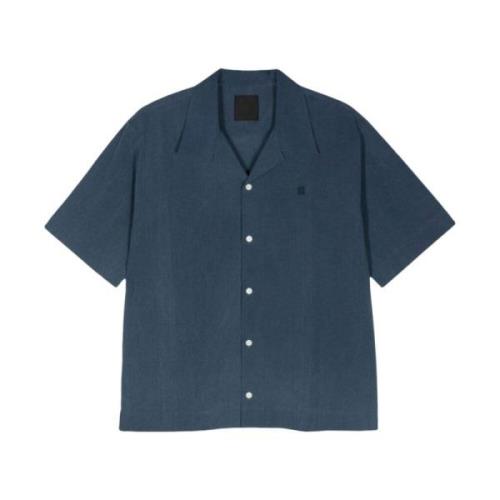 Givenchy Blå Chambray Camp Krage Skjorta Blue, Herr