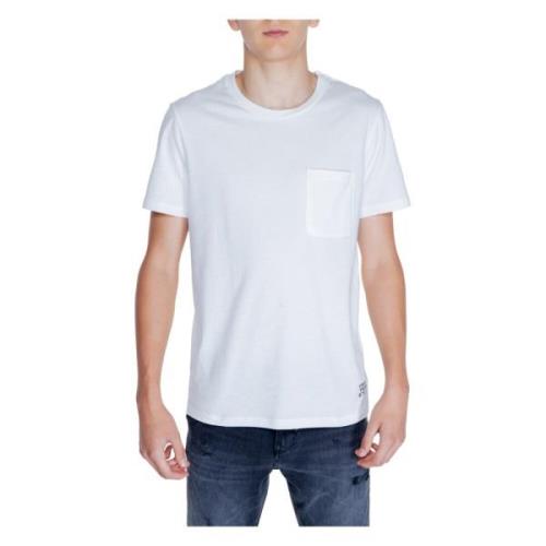 Peuterey Vit Bomull T-shirt Kort Ärm White, Herr