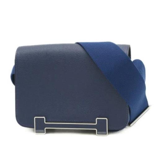 Hermès Vintage Pre-owned Tyg axelremsvskor Blue, Dam