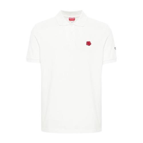 Kenzo Vit Blomma Polo Skjorta Bomull White, Herr