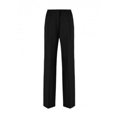 Genny Straight Leg Pleated Pants Black, Dam