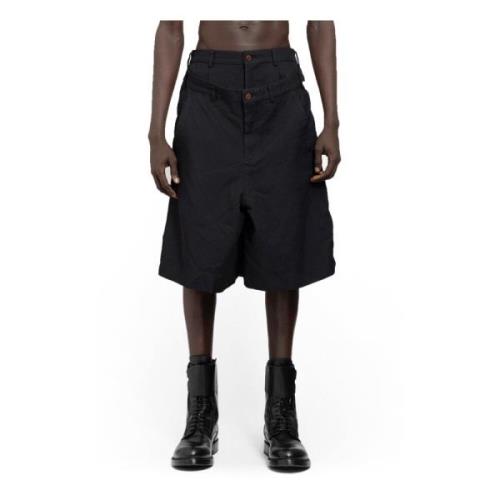 Comme des Garçons Svart Gabardine Plagg med Midjeband Black, Herr