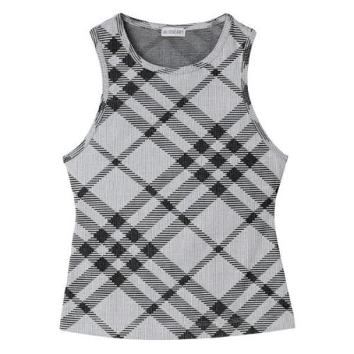 Burberry Grå Check Crew-Neck Tank Top Gray, Dam