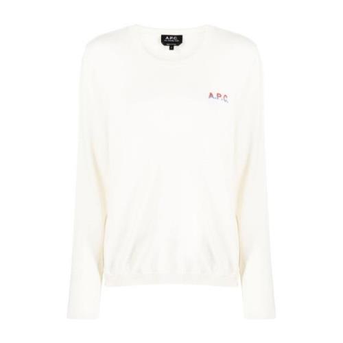 A.p.c. Ecru Multifärgad Logosweatshirt Beige, Dam