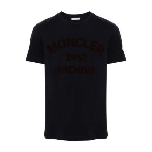 Moncler Blå Bomull Jersey Logo T-shirt Blue, Herr