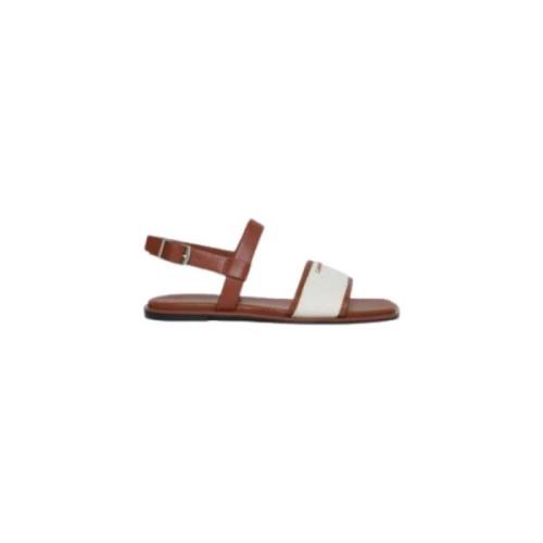 Calvin Klein Canvas platta sandaler för kvinnor Brown, Dam