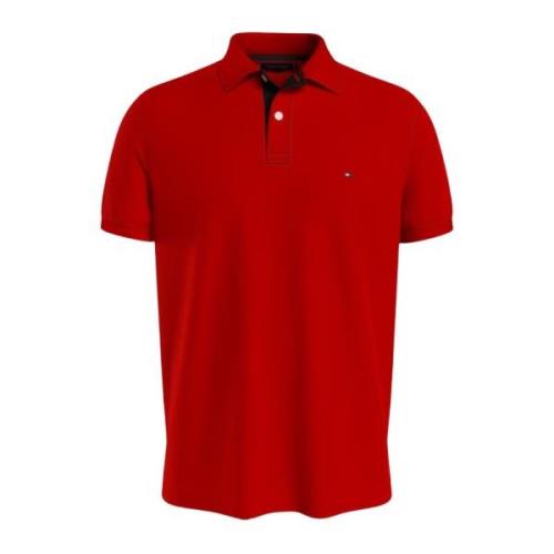 Tommy Hilfiger Herr Kontrast Placket Pikétröja Red, Herr