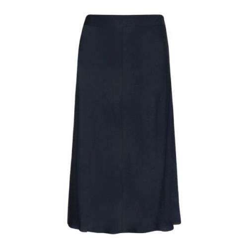 Tommy Hilfiger Solid Midi Kjol i Crepe Stil Blue, Dam