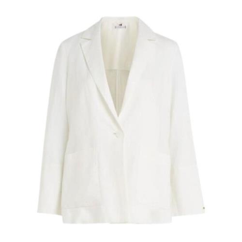 Tommy Hilfiger Linne Casual Blazer Kvinnor White, Dam