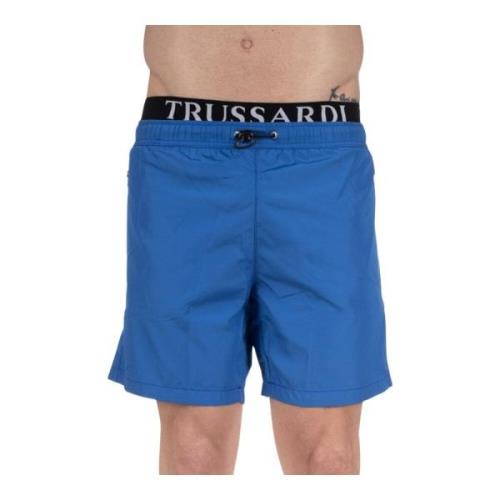 Trussardi Sportig Herrbadkläder med Dragkedja och Elastik Blue, Herr