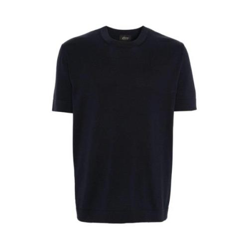 Brioni Marinblå Finstickad T-shirt Blue, Herr