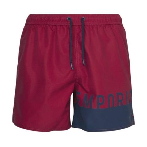 Emporio Armani Röda Logga Badshorts Red, Herr