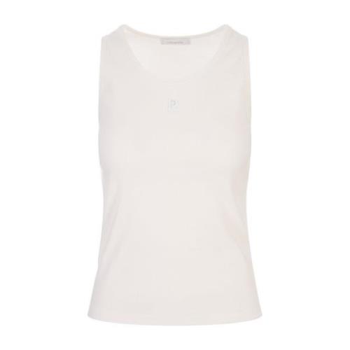 Paco Rabanne Vit Tanktop med Monogram Logo White, Dam