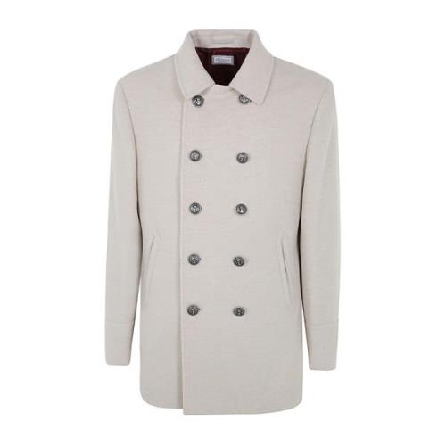 Brunello Cucinelli Sand Double Breasted Coat Beige, Herr