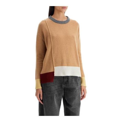 Marni Kashmir Boxy Pullover med Kontrastkanter Beige, Dam