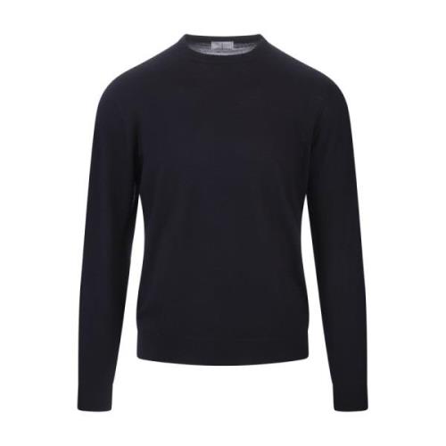 Fedeli Navy Blue Wool Pullover Sweater Black, Herr