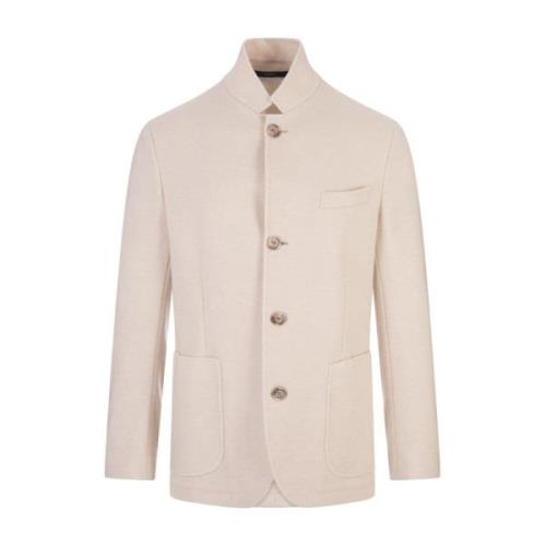 Fedeli Elegant Ivory Cashmere Short Coat White, Herr