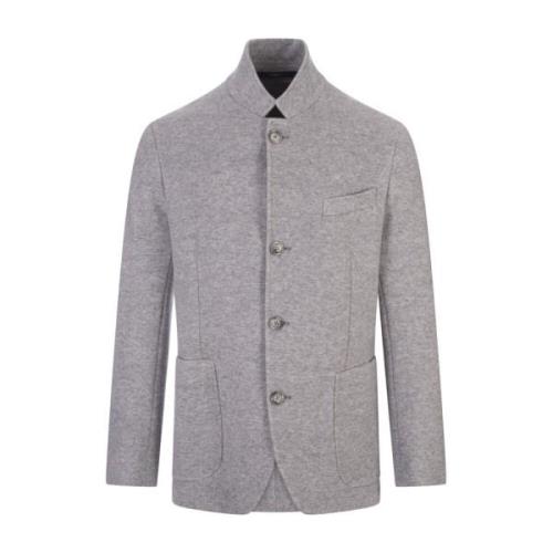 Fedeli Elegant Grå Kort Kappa i Cashmere Gray, Herr