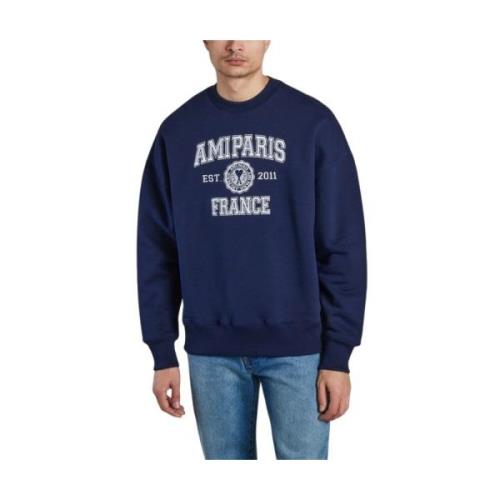 Ami Paris Nautic Blue Bomullsweatshirt Blue, Herr