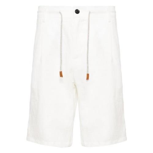 Eleventy Linne dragsko shorts White, Herr