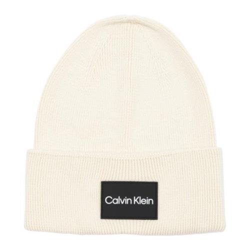 Calvin Klein Enfärgad Logo Beanie Beige, Herr