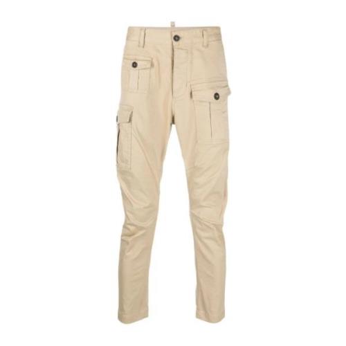 Dsquared2 Cargo Byxor i Bomull Elastan Blandning Beige, Herr