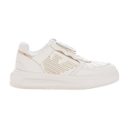 Emporio Armani Läder Sneaker med Sidologo White, Dam