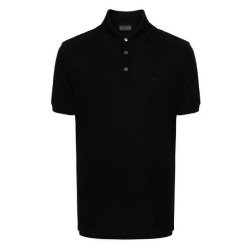 Emporio Armani Bomull Polo Skjorta med Broderad Logo Black, Herr